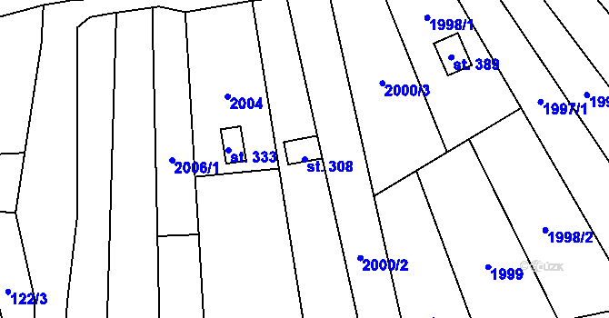 Parcela st. 308 v KÚ Hostěrádky, Katastrální mapa