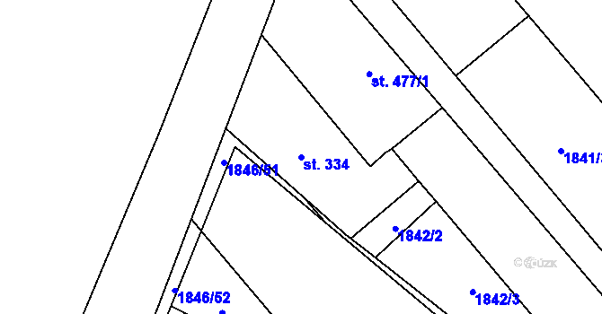 Parcela st. 334 v KÚ Hostěrádky, Katastrální mapa