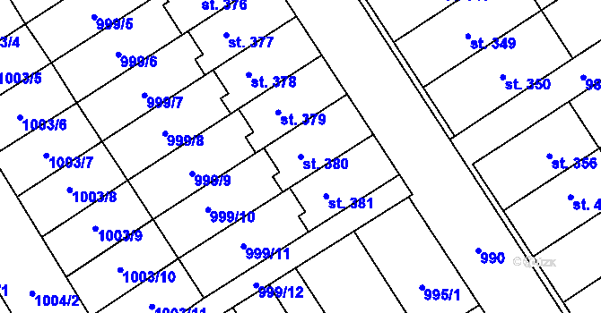 Parcela st. 380 v KÚ Hostěrádky, Katastrální mapa