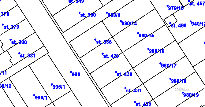 Parcela st. 429 v KÚ Hostěrádky, Katastrální mapa