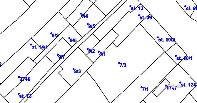 Parcela st. 8/1 v KÚ Hostěrádky, Katastrální mapa