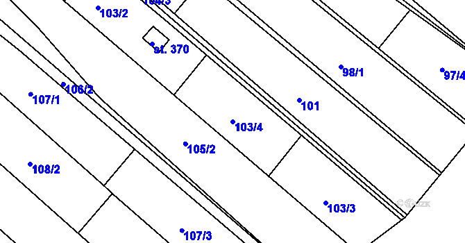 Parcela st. 103/4 v KÚ Hostěrádky, Katastrální mapa