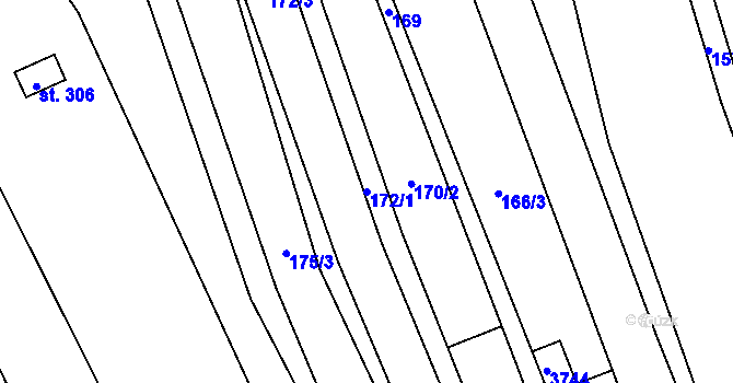 Parcela st. 172/1 v KÚ Hostěrádky, Katastrální mapa