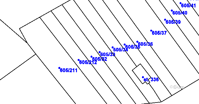 Parcela st. 605/33 v KÚ Hostěrádky, Katastrální mapa