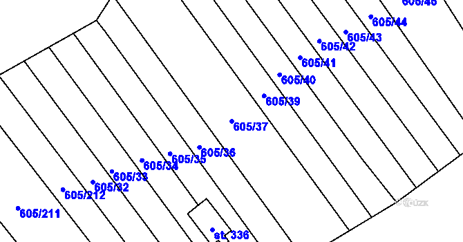 Parcela st. 605/37 v KÚ Hostěrádky, Katastrální mapa