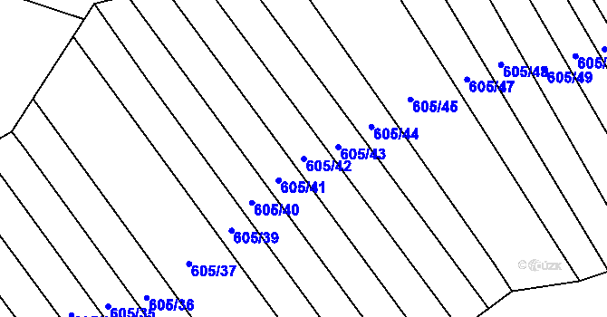 Parcela st. 605/42 v KÚ Hostěrádky, Katastrální mapa