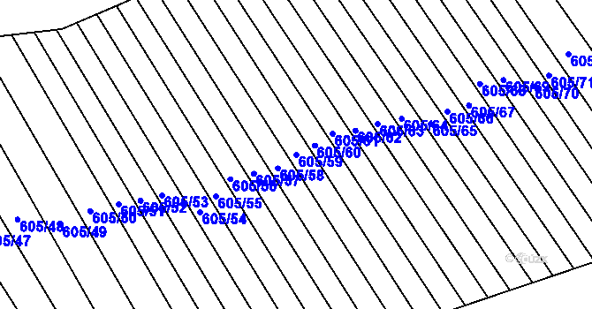 Parcela st. 605/59 v KÚ Hostěrádky, Katastrální mapa