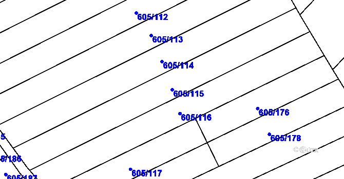 Parcela st. 605/115 v KÚ Hostěrádky, Katastrální mapa