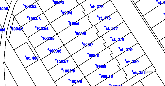 Parcela st. 999/7 v KÚ Hostěrádky, Katastrální mapa