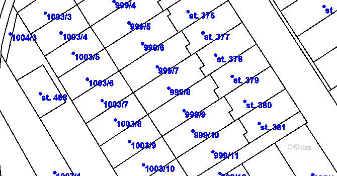 Parcela st. 999/8 v KÚ Hostěrádky, Katastrální mapa