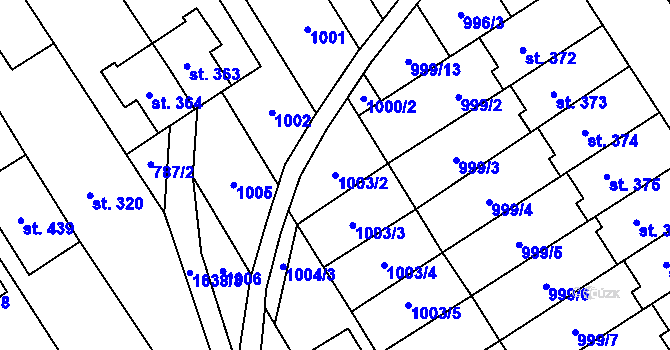 Parcela st. 1003/2 v KÚ Hostěrádky, Katastrální mapa