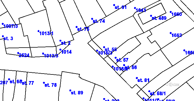 Parcela st. 1016/3 v KÚ Hostěrádky, Katastrální mapa