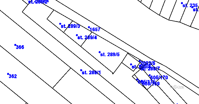 Parcela st. 289/5 v KÚ Hostěrádky, Katastrální mapa