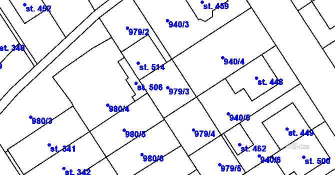 Parcela st. 979/3 v KÚ Hostěrádky, Katastrální mapa