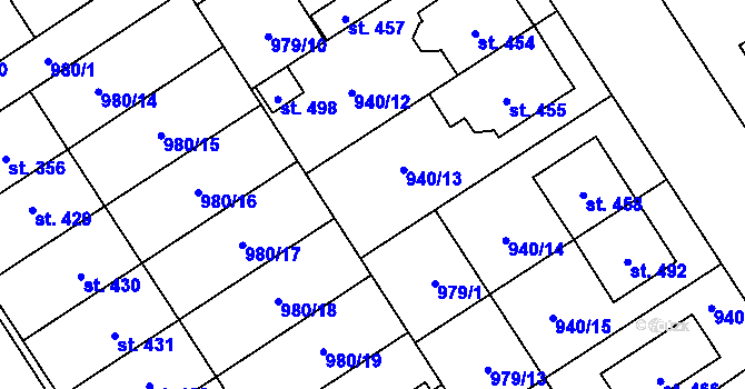 Parcela st. 979/12 v KÚ Hostěrádky, Katastrální mapa