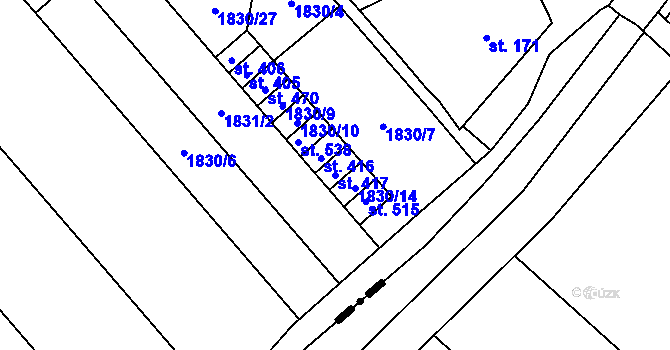 Parcela st. 417 v KÚ Hostěrádky, Katastrální mapa