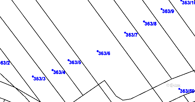 Parcela st. 363/6 v KÚ Hostěrádky, Katastrální mapa
