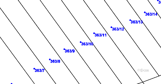 Parcela st. 363/10 v KÚ Hostěrádky, Katastrální mapa