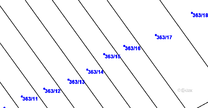Parcela st. 363/15 v KÚ Hostěrádky, Katastrální mapa