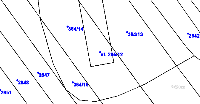 Parcela st. 285/12 v KÚ Hostěrádky, Katastrální mapa