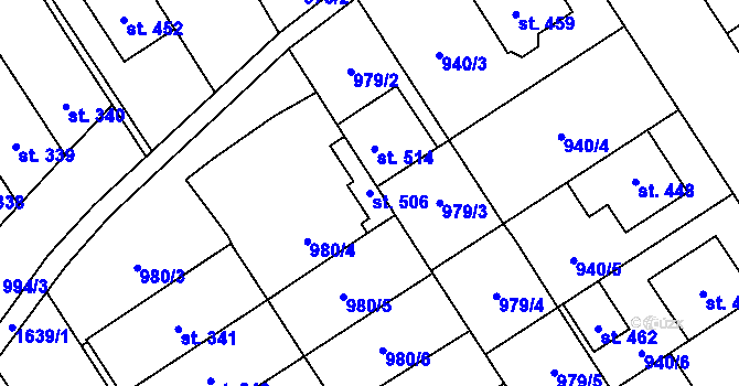 Parcela st. 506 v KÚ Hostěrádky, Katastrální mapa