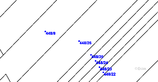 Parcela st. 448/26 v KÚ Hostěrádky, Katastrální mapa