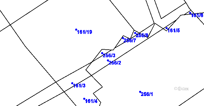 Parcela st. 256/3 v KÚ Částkovice u Hostětic, Katastrální mapa