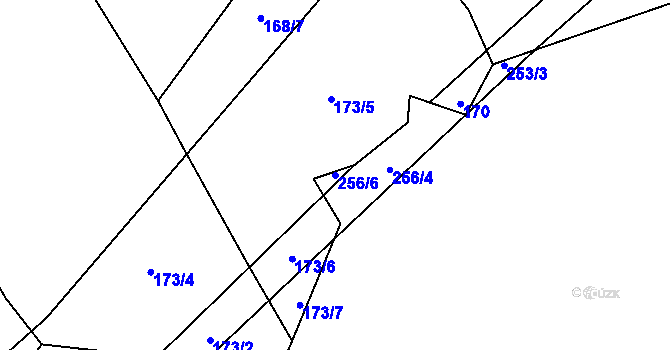 Parcela st. 256/6 v KÚ Částkovice u Hostětic, Katastrální mapa