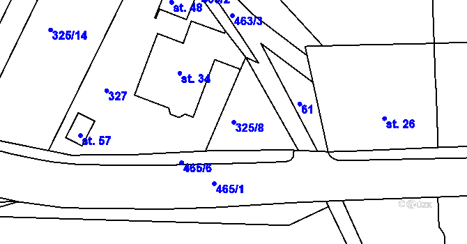 Parcela st. 325/8 v KÚ Částkovice u Hostětic, Katastrální mapa