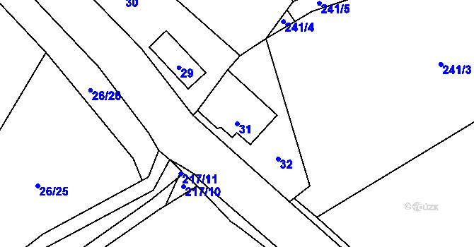 Parcela st. 31 v KÚ Hostim u Berouna, Katastrální mapa