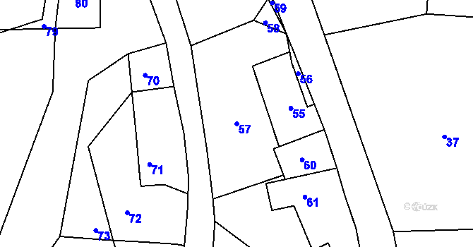 Parcela st. 57 v KÚ Hostim u Berouna, Katastrální mapa