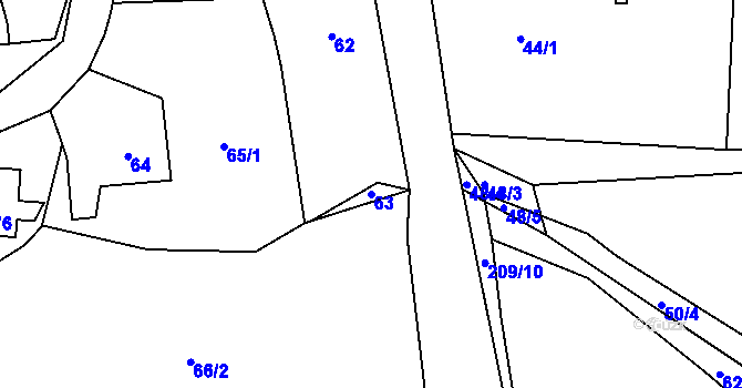 Parcela st. 63 v KÚ Hostim u Berouna, Katastrální mapa