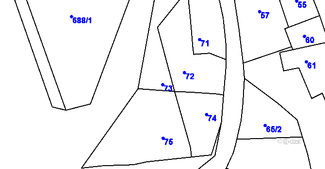 Parcela st. 73 v KÚ Hostim u Berouna, Katastrální mapa