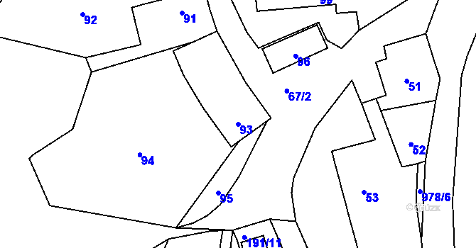 Parcela st. 93 v KÚ Hostim u Berouna, Katastrální mapa