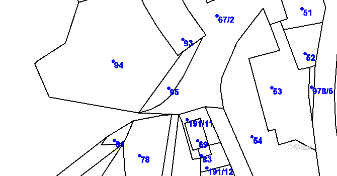 Parcela st. 95 v KÚ Hostim u Berouna, Katastrální mapa