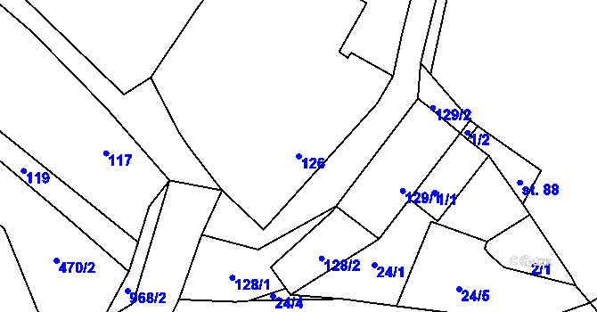 Parcela st. 126 v KÚ Hostim u Berouna, Katastrální mapa