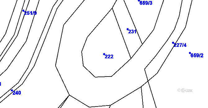 Parcela st. 222 v KÚ Hostim u Berouna, Katastrální mapa