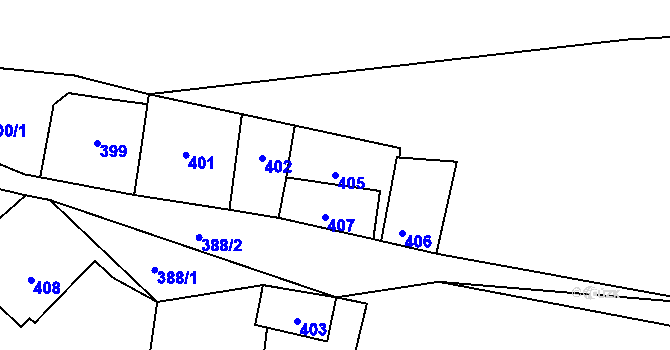 Parcela st. 405 v KÚ Hostim u Berouna, Katastrální mapa