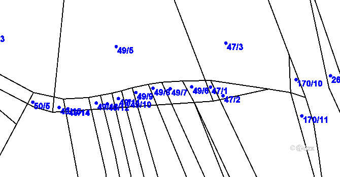 Parcela st. 49/7 v KÚ Hostim u Berouna, Katastrální mapa