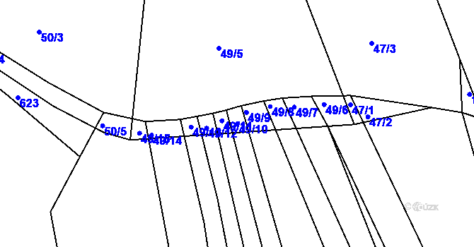 Parcela st. 49/10 v KÚ Hostim u Berouna, Katastrální mapa