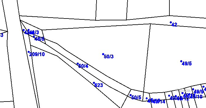 Parcela st. 50/3 v KÚ Hostim u Berouna, Katastrální mapa