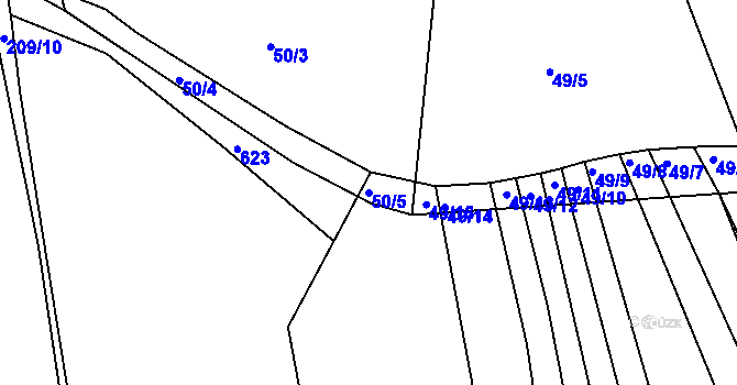 Parcela st. 50/5 v KÚ Hostim u Berouna, Katastrální mapa