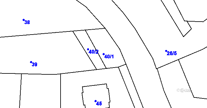 Parcela st. 40/1 v KÚ Hostim u Berouna, Katastrální mapa