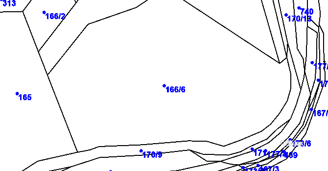 Parcela st. 166/6 v KÚ Hostim u Berouna, Katastrální mapa