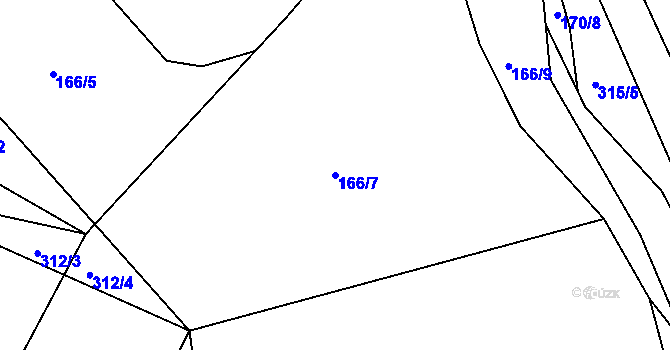 Parcela st. 166/7 v KÚ Hostim u Berouna, Katastrální mapa