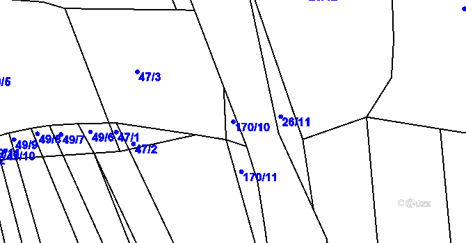 Parcela st. 170/10 v KÚ Hostim u Berouna, Katastrální mapa