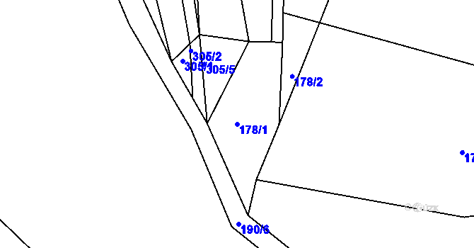 Parcela st. 178/1 v KÚ Hostim u Berouna, Katastrální mapa