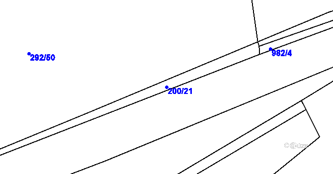 Parcela st. 200/21 v KÚ Hostim u Berouna, Katastrální mapa