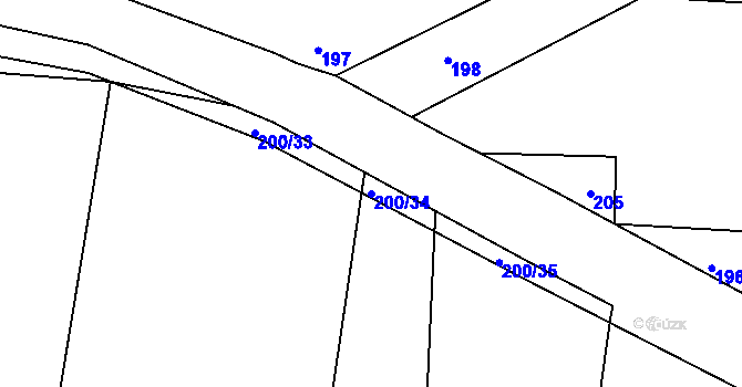 Parcela st. 200/34 v KÚ Hostim u Berouna, Katastrální mapa