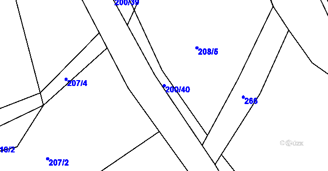 Parcela st. 200/40 v KÚ Hostim u Berouna, Katastrální mapa